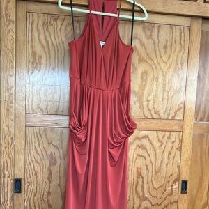 Elegant Red Halter Dress